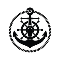Fototapeta premium logo or icon with anchor and steering image