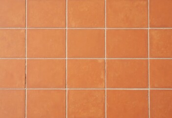 Orange square tiles with white grout