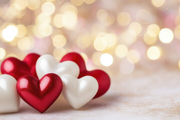 Obraz premium Valentine's Day background wallpaper featuring hearts, flowers, chocolates, and gifts in a romantic and festive design