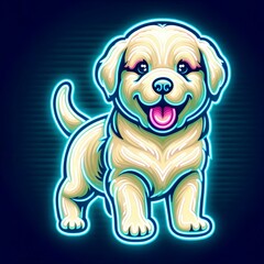 A beautiful golden retriever hunting dog, furry, cute, man's best friend and generative ai t-shirt prints in neon art style