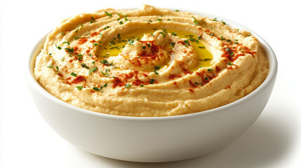 delicious and creamy homemade hummus topped with olive oil, paprika, and parsley in a white bowl - a classic, smooth, authentic, vegan, and gluten-free mediterranean chickpea dip recipe