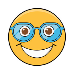 happy face emoji with glasses icon