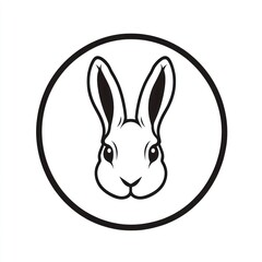 Circular rabbit head logo design, white background, vector illustration, graphic design
