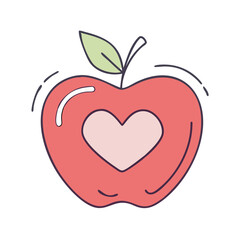 apple with a heart vector icon, apple with a heart vector illustration - simple illustration of apple with a heart, perfect for logos and iconsapple with a heart 