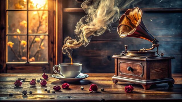 Vintage Radiogram, Turkish Coffee, & Roses: Long Exposure Still Life Photography