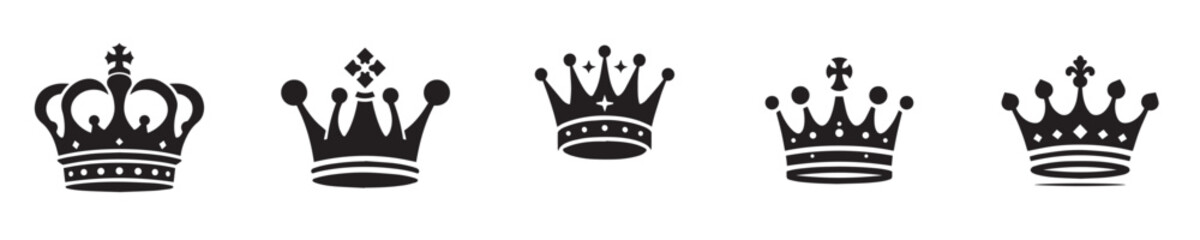 Vector collection of beautiful crown silhouettes
