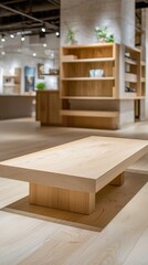 Light Wood Coffee Table in Modern Store
