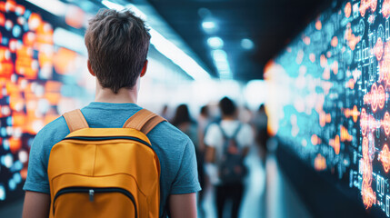 Naklejka premium Exploring digital innovation modern museum indoor perspective