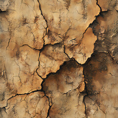 Abstract Cracked Earth Texture with Deep Grooves and Earthy Tones, Evoking Drought and Aridity