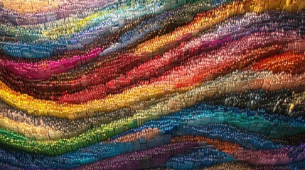 "Back to School and Arts Concept Web Banner: Wave of Colorful Wooden Pencils in a Row Isolated on Panoramic Transparent Background, PNG File"