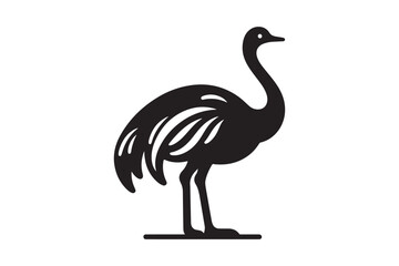 Minimal ostrich bird vector silhouette 