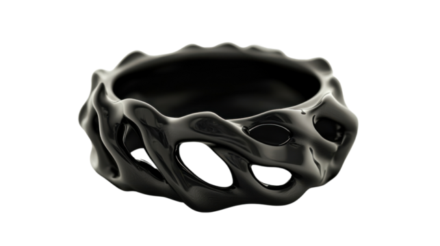 Black abstract fire ring transparent background