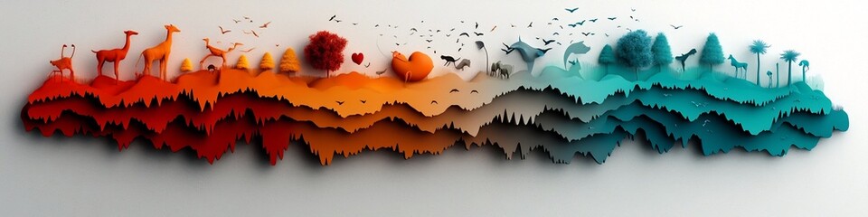 Naklejka premium A captivating collage of visual representations depicting the rhythmic frequencies and patterns found in natural phenomena such as tides heartbeats and animal in a stunning 3D digital