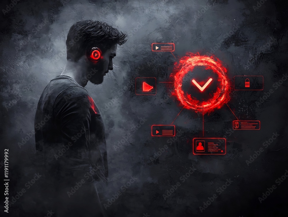 Poster collaborative digital network with hand rendered user profile symbolic navigation elements messaging