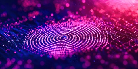 Blue and pink circle with many dots