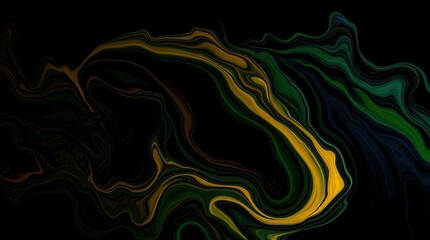 Abstract artwork electric colored liquid paints gently blending in a slow, mesmerizing flow 