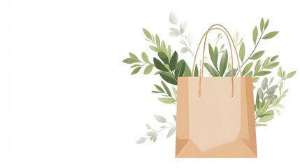 Paper Bag Surrounded by Lush Green Foliage