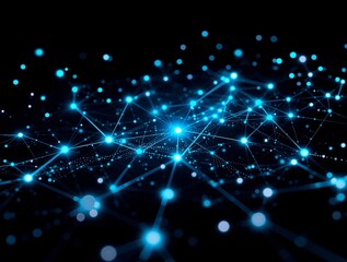 Obraz premium Glowing Data Network with Interconnected Nodes