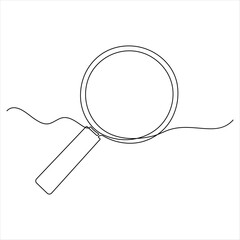 Continuous single line illustration of magnifying glass Continuous one line drawing of magnifying glass sketch vector