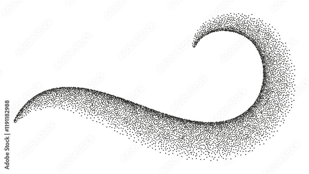 Leinwandbilder abstract halftone gradient texture, stipple sand effect wave. vector grain dots brush stroke isolate
