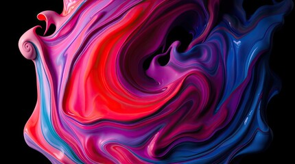 Obraz premium Abstract artwork electric colored liquid paints gently blending in a slow, mesmerizing flow 