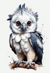Obraz premium watercolor painting of harpy eagle