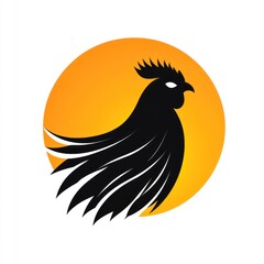 Obraz premium Rooster silhouette sunrise logo design