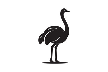 Fototapeta premium Minimal ostrich bird vector silhouette 