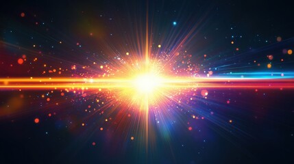 Fototapeta premium Vibrant burst of light and colors in digital art.