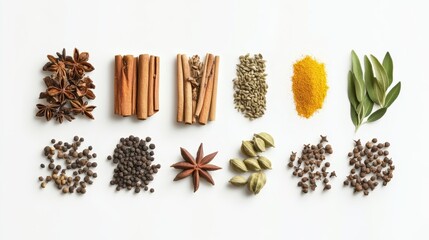 Fototapeta premium Herbs and spices assortment banner composition background