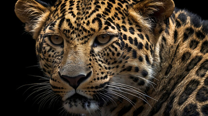 Obraz premium Leopard isolated on black background 