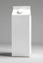 Minimalist white carton, Milk box design, Simple packaging, Clean lines, Monochromatic, Studio lighting, High contrast, Graphic design inspiration, Product photography, Beverage container