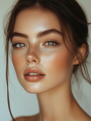 Close-up of a beautiful young woman's face.