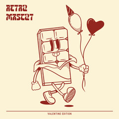 Happy valentines day from chocolate retro mascot