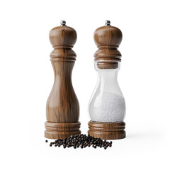 Wooden Salt and Pepper Grinders on a Transparent Background