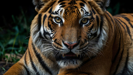 Fototapeta premium Tiger with a black background 