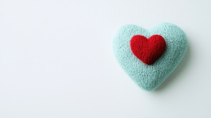 Fototapeta premium Knitted hearts showing love and care on a white background