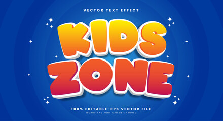 Kids Zone 3d Editable Text Effect suitable for Cartoon Style Template