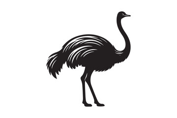 Minimal ostrich bird vector silhouette 