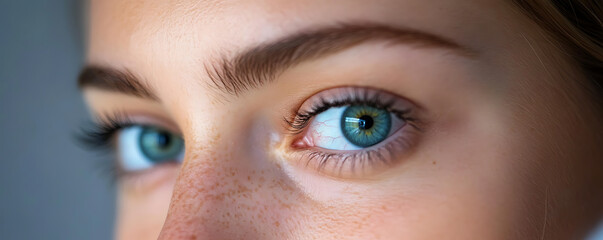 Naklejka premium Captivating close-up of mesmerizing blue eyes indoor setting portrait photography natural light emotional depth