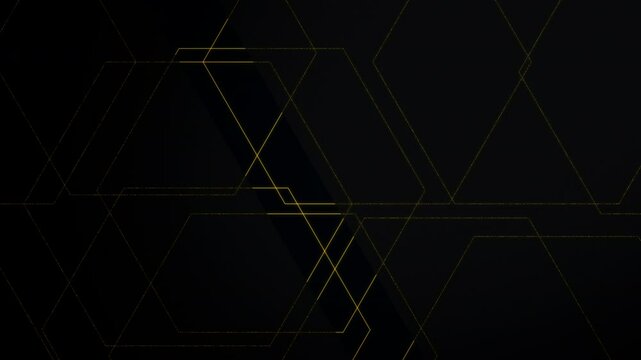 Elegant luxury backdrop with gold hexagon shapes dynamic slow motion background