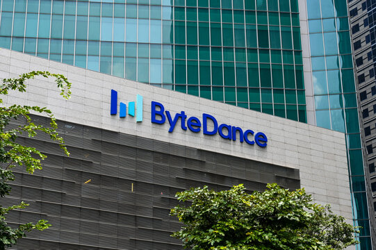 Singapore, Singapore - 03 11 2024: The logo of the Bytedance company on their headquarter in downtown Singapore. Bytedance developed the Tiktok App.