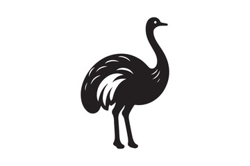 Minimal ostrich bird vector silhouette 