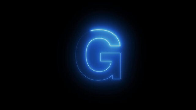 Capital letter G with a blue neon effect and color motion animation video footage in 4K.