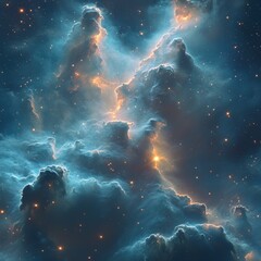Obraz premium Cosmic clouds, stars, nebula, celestial beauty.