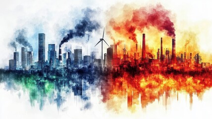 Obraz premium Contrast of Clean and Polluted Urban Landscapes