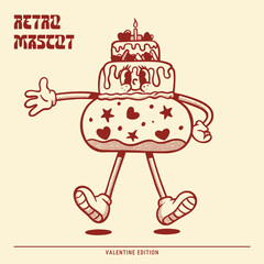 Happy birthday cake retro mascot