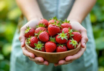 Freshly Picked Strawberries in Nature's Embrace  
