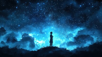 Fototapeta premium Silhouette Against Starry Sky Background