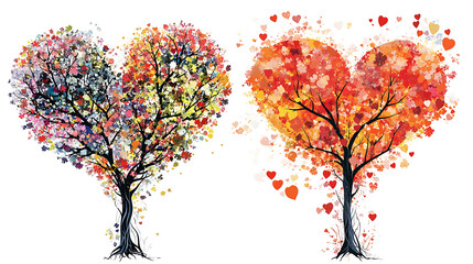 Fototapeta premium Heart Trees of Autumn